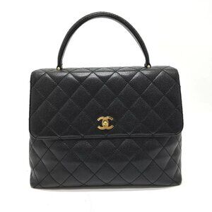 CHANEL A12397 CC Mark Matelasse Hand Bag Caviar Leather Black